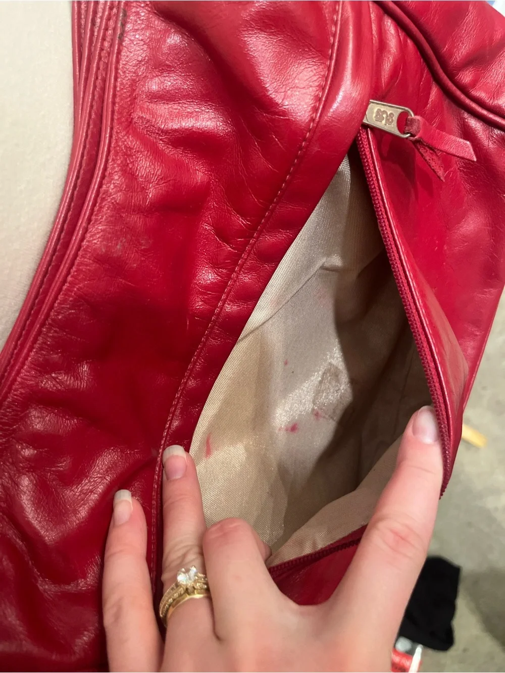 SAS Red Leather Shoulder Bag